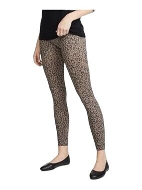 Spanx Leopard Spotted Print Brown Seamless Leggings Medium Compression Shaping
